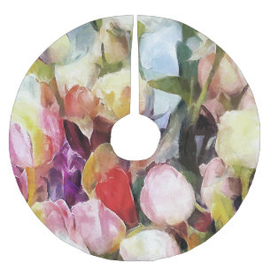Jupon De Sapin En Polyester Brossé Bouquet de tulipes Roses modernes : peinture à l'h