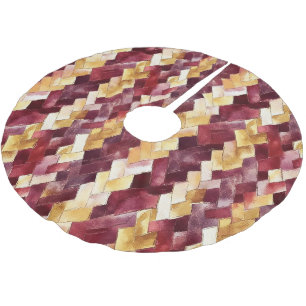 Jupon De Sapin En Polyester Brossé Bourgogne Or Pêche Zigzag Noël