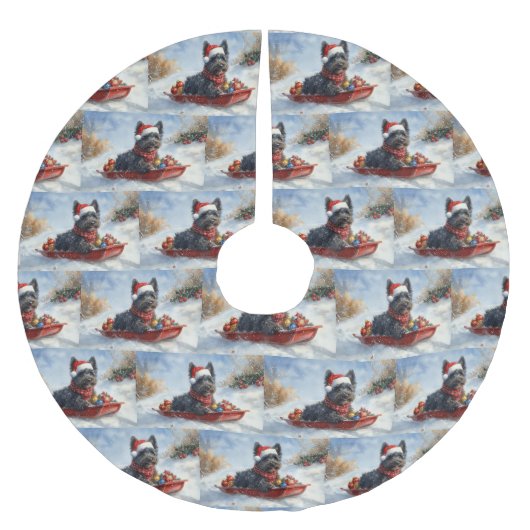 Jupon De Sapin En Polyester Brossé Bouviers Des Flandres Chien à Sledge Noël (Devant)