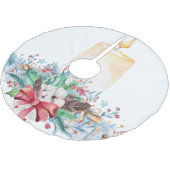 Jupon De Sapin En Polyester Brossé Bow Rouge Et Bougie (Angle)