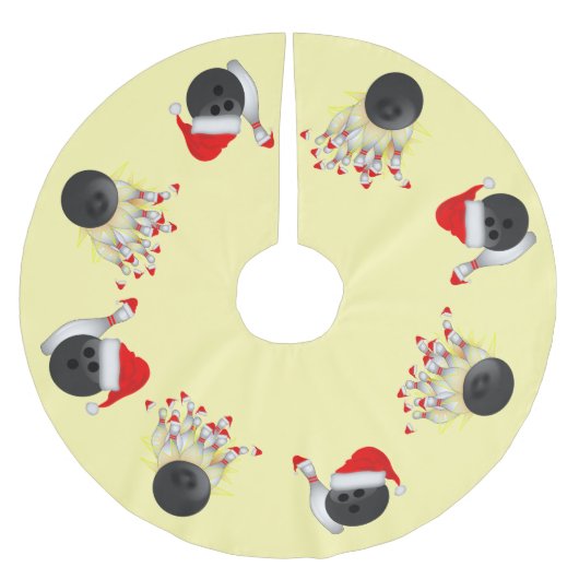 Jupon De Sapin En Polyester Brossé Bowling Ball et Pins Noël (Devant)
