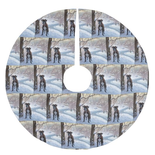 Jupon De Sapin En Polyester Brossé Boxe Laisser Neige Noël (Devant)