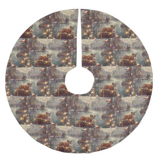 Jupon De Sapin En Polyester Brossé Boxer Christmas Festive Voyage (Devant)