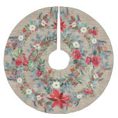 Jupon De Sapin En Polyester Brossé Bracelet d'aquarelle rouge de Noël rustique (Devant)