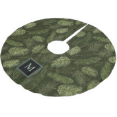 Jupon De Sapin En Polyester Brossé Branches de Noël élégantes en noir avec Monogramme (Angle)