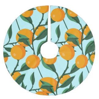 Jupon De Sapin En Polyester Brossé Branches d'oranges, agrumes imprimé vintage.