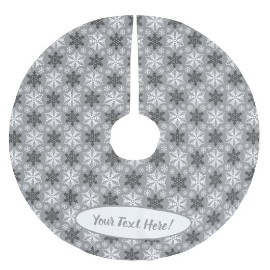 Jupon De Sapin En Polyester Brossé Bright Charcoal Winter White Snowflake Motif (Devant)