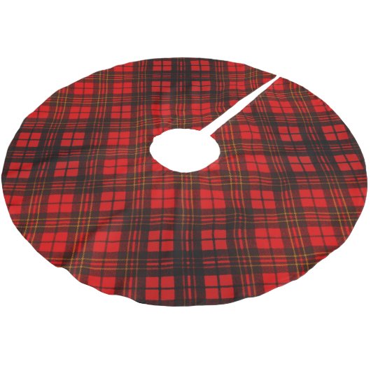 Jupon De Sapin En Polyester Brossé Bright Elegant rouge Noël tartan motif Brushe (Angle)
