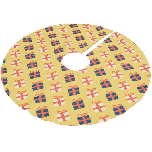 Jupon De Sapin En Polyester Brossé Bright Festive Cadeaux de Noël Motif (Angle)