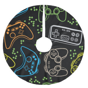 Jupon De Sapin En Polyester Brossé Bright gaming joysticks : motif cool.