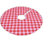 Jupon De Sapin En Polyester Brossé Bright Red and Light Pink Checkered (Angle)