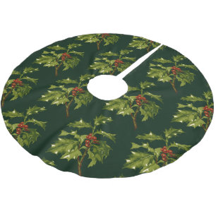 Jupon De Sapin En Polyester Brossé Brin de houx baie rouge de Noël 