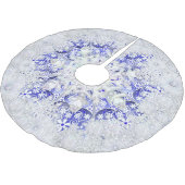 Jupon De Sapin En Polyester Brossé Broderie Céramique Bleu de Grèce & flocon de neige (Angle)