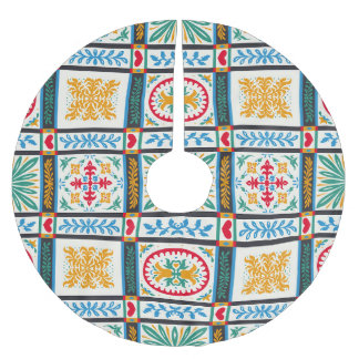 Jupon De Sapin En Polyester Brossé Broderie italienne Majolica : Floral méditerranéen