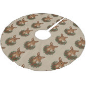 Jupon De Sapin En Polyester Brossé Broderie rustique Deer & Holiday Greens noël (Angle)