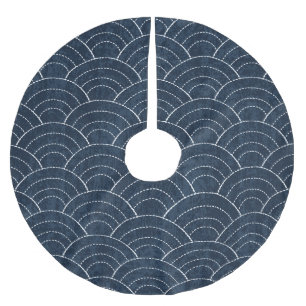 Jupon De Sapin En Polyester Brossé Broderie Sashiko : Indigo Motif japonais.
