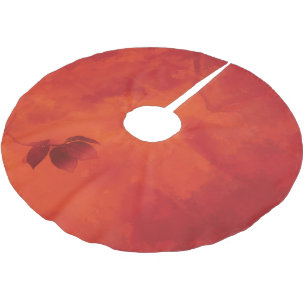 Jupon De Sapin En Polyester Brossé Brûlé Orange Persimmon Feuilles Abtract Automne