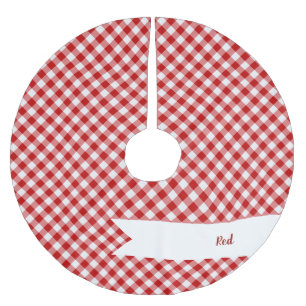 Jupon De Sapin En Polyester Brossé Buffalo Plaid Check Rouge Blanc