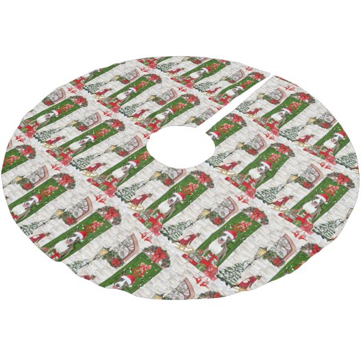 Jupon De Sapin En Polyester Brossé Bull Terrier Chien Noël (Angle)