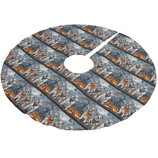 Jupon De Sapin En Polyester Brossé Bulldog Halloween Éffrayant (Angle)