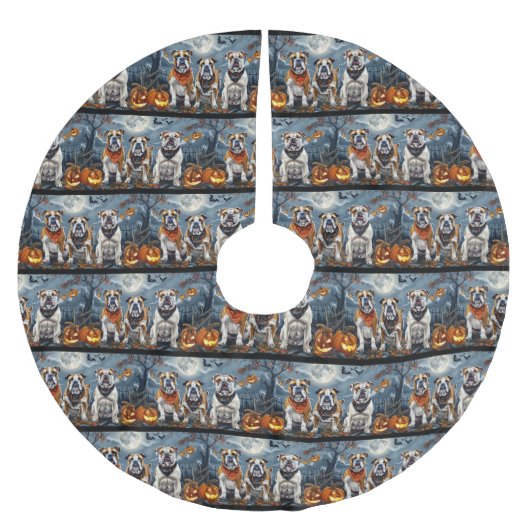 Jupon De Sapin En Polyester Brossé Bulldog Halloween Éffrayant (Devant)
