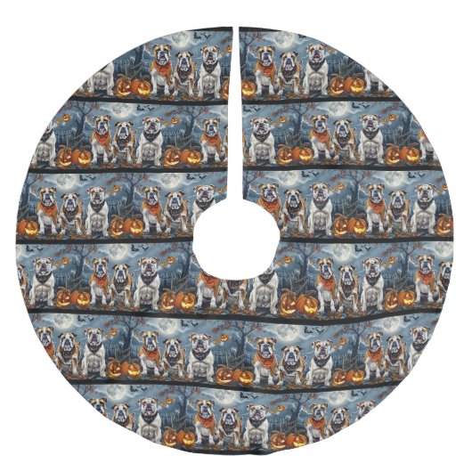 Jupon De Sapin En Polyester Brossé Bulldog Halloween Épouvantable (Devant)