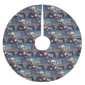 Jupon De Sapin En Polyester Brossé Bulldog Roller Dessous de verre Noël (Devant)