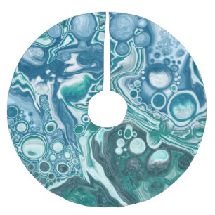 Jupon De Sapin En Polyester Brossé Bulles bleues et blanches Fluide Art