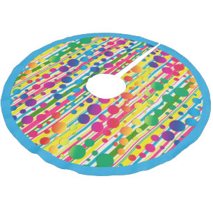 Jupon De Sapin En Polyester Brossé [Bulles de Beatnik] Polka rétro Point Bleu rayé