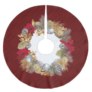 Jupon De Sapin En Polyester Brossé BURGUNDY Christmas Wreath