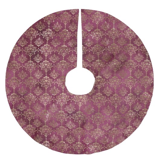 Jupon De Sapin En Polyester Brossé Burgundy Red Gold Damask (Devant)