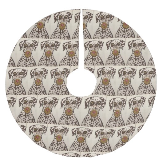Jupon De Sapin En Polyester Brossé Cache-arbre chien dalmate (Devant)