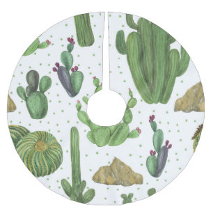 Jupon De Sapin En Polyester Brossé Cactus aquarelle, motif naturel sans soudure.