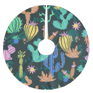 Jupon De Sapin En Polyester Brossé Cactus dessiné à la main : sans couture scandinave