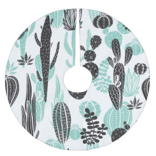 Jupon De Sapin En Polyester Brossé Cactus Dessinés À La Main : Doodle sans joint