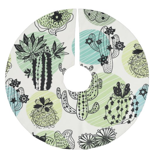 Jupon De Sapin En Polyester Brossé Cactus En Floraison : Charme Sans Mains (Devant)