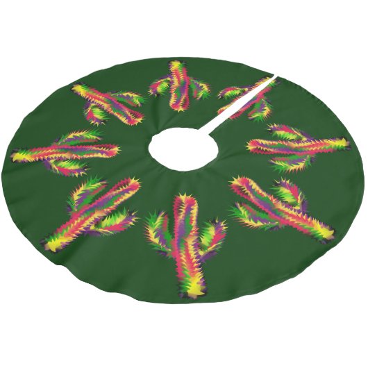 Jupon De Sapin En Polyester Brossé Cactus lumineux (Angle)