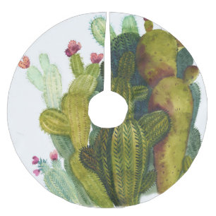 Jupon De Sapin En Polyester Brossé Cactus, succulents : aquarelle vintage.