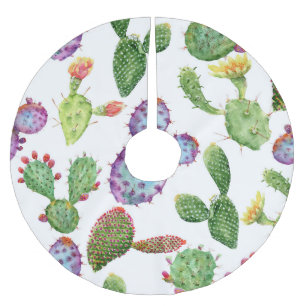 Jupon De Sapin En Polyester Brossé Cactus tropicaux : Aquarelle Motif sans couture