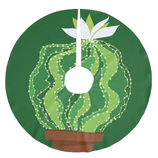 Jupon De Sapin En Polyester Brossé Cactus vert : motif abstrait naturel. (Devant)