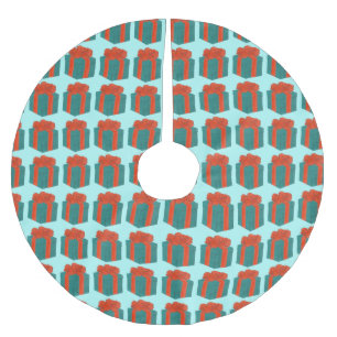 Jupon De Sapin En Polyester Brossé Cadeau enveloppé présent Bow rouge Noël Hanoukka