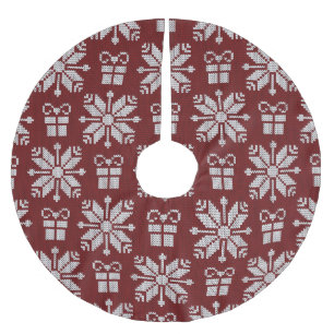 Jupon De Sapin En Polyester Brossé Cadeaux confits : Motif d'hiver Vintage.