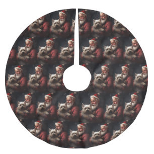 Jupon De Sapin En Polyester Brossé Cairn Terrier avec le Père Noël Festif de Noël