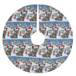 Jupon De Sapin En Polyester Brossé Cairn Terrier Chien Winter Wonderland Noël Joie