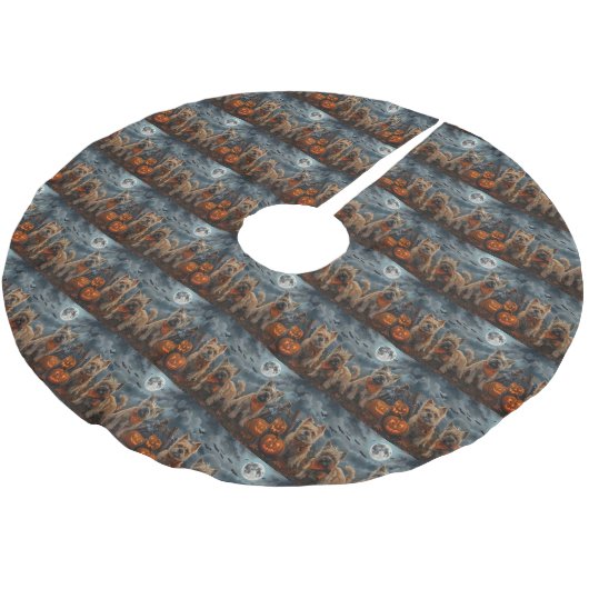 Jupon De Sapin En Polyester Brossé Cairn Terrier Halloween Éffrayant (Angle)