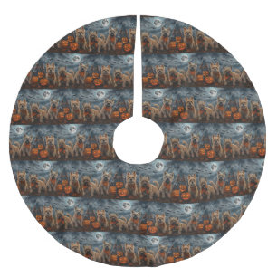 Jupon De Sapin En Polyester Brossé Cairn Terrier Halloween Squelettes
