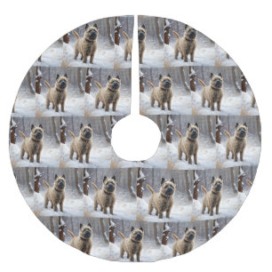 Jupon De Sapin En Polyester Brossé Cairn Terrier Laissez tomber la neige Noël
