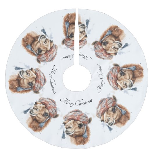 Jupon De Sapin En Polyester Brossé Camel de Noël, personnalisable (Devant)