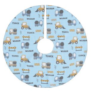 Jupon De Sapin En Polyester Brossé Camions de construction Motif bleu