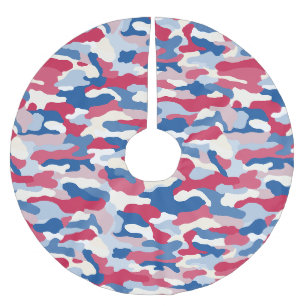 Jupon De Sapin En Polyester Brossé Camouflage rouge blanc et bleu